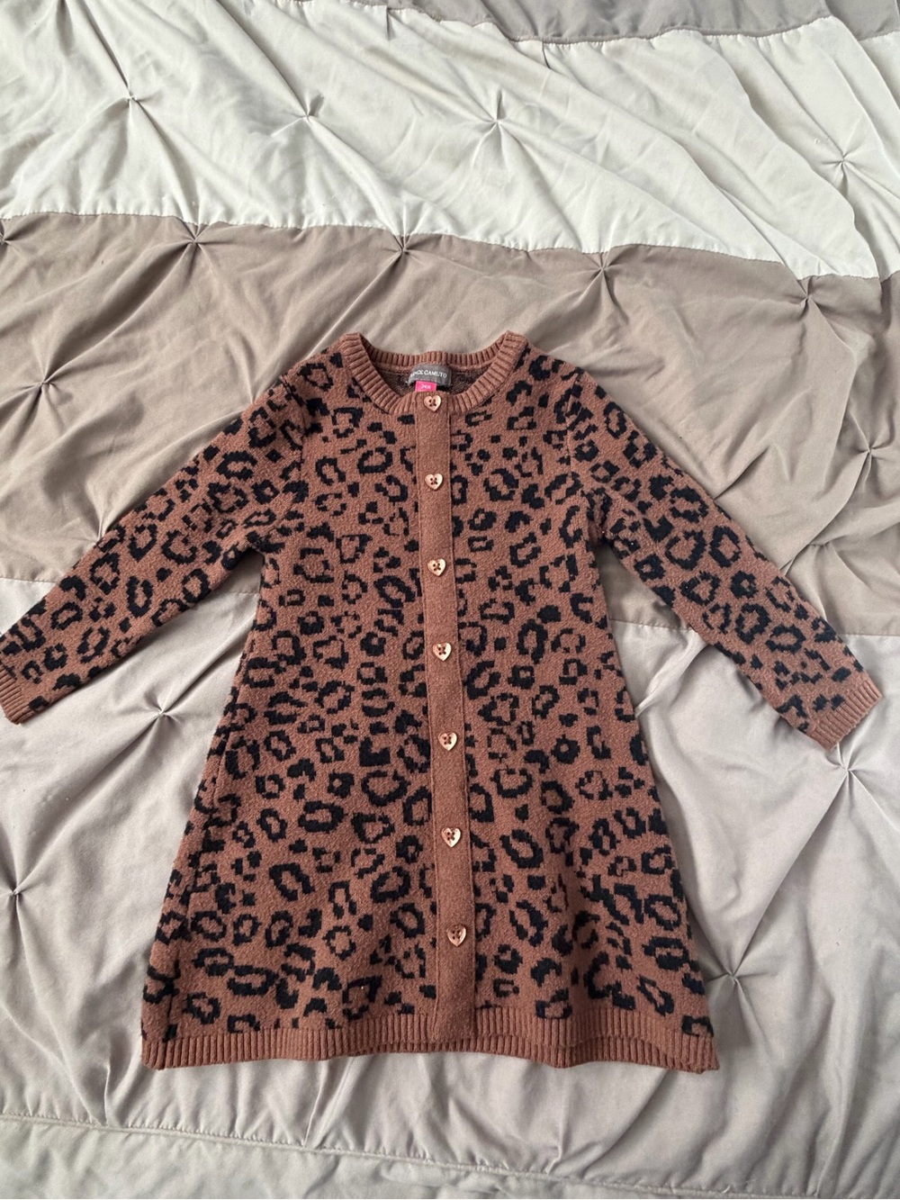 Vince Camuto Leopard Print Knit Button-Up Dress